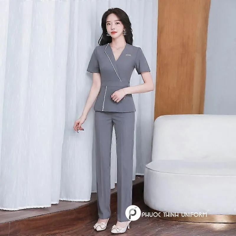 Tổng hợp các mẫu đồng phục spa màu xám đẹp, nổi bật đồng phục spa màu xám