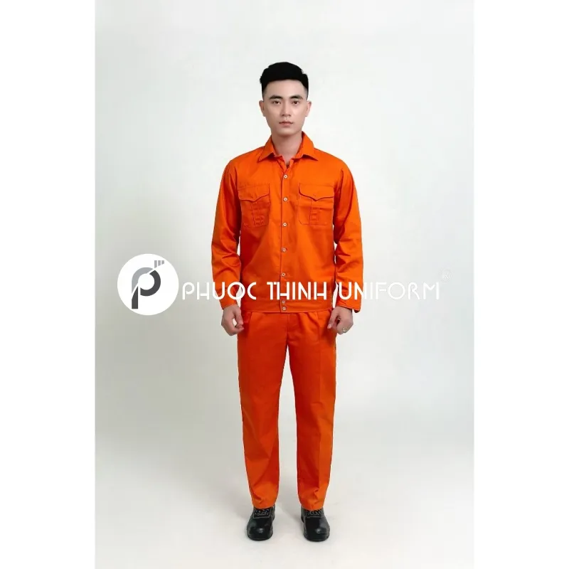 Đồng phục bảo hộ lao động 04 Mẫu đồng phục công nhân nổi bật với màu cam đặc trưng của ngành