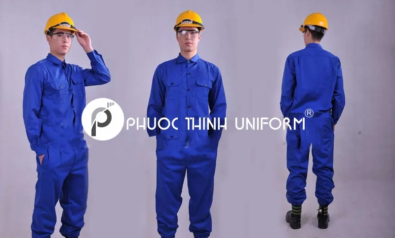 Đồng phục bảo hộ lao động 04 Mẫu đồng phục công nhân xây dựng với màu xanh đặc trưng dễ dàng nhận diện