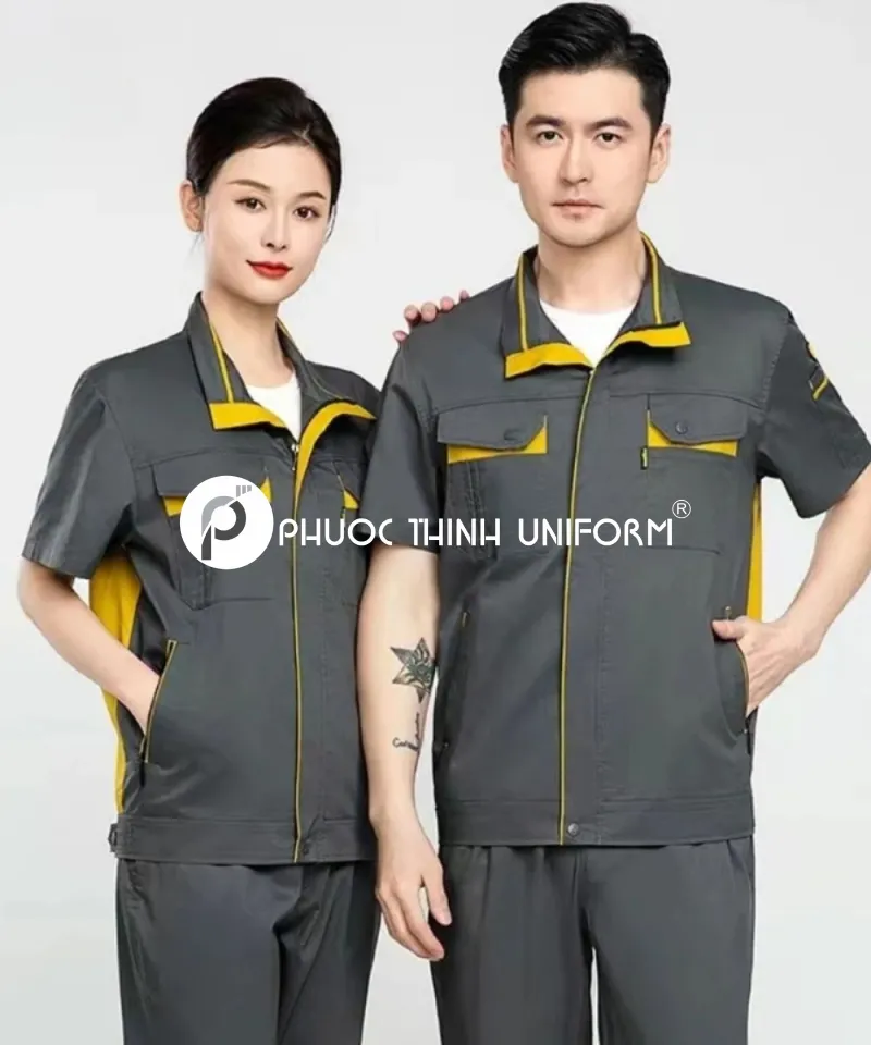 Đồng phục bảo hộ lao động 04 Mẫu đồng phục công nhân được may từ chất liệu vải Pangrim từ Hàn Quốc