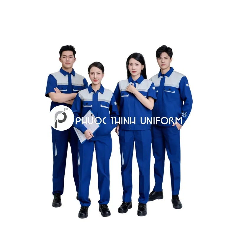 Đồng phục bảo hộ lao động 04 Mẫu đồng phục công nhân xanh dương phù hợp với nhiều ngành nghề