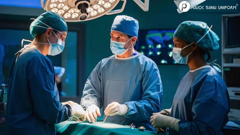 Đồng phục phẫu thuật giúp duy trì vệ sinh và an toàn cho bác sĩ trong môi trường phòng mổ