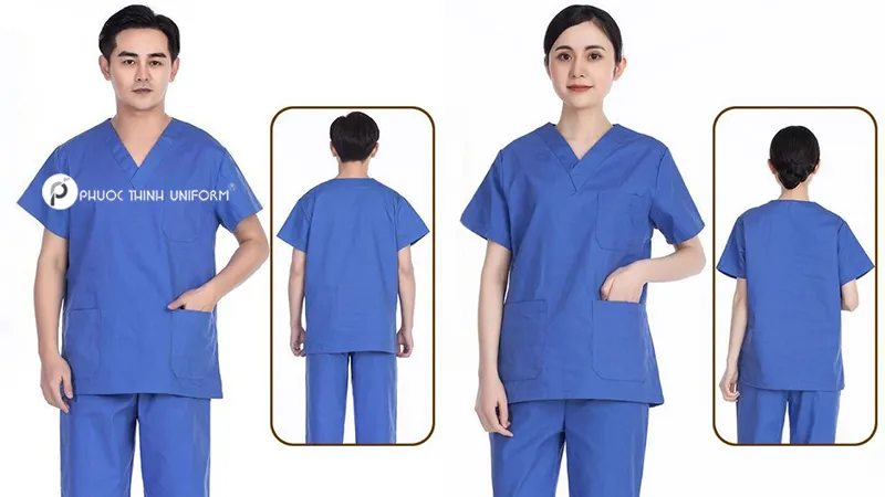 Bộ bác sĩ phòng mổ màu xanh da trời chất liệu chuẩn Bộ Y Tế