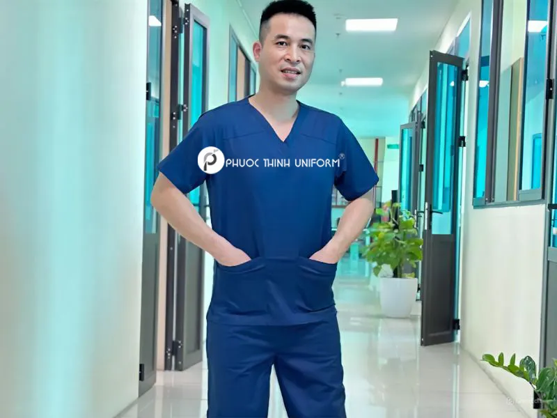 Đồng phục bác sĩ phòng mổ màu xanh than