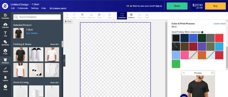 Top 10+ Website thiết kế áo đồng phục miễn phí, chuyên nghiệp Bảng màu áo đa dạng giúp người dùng lựa chọn tông màu phù hợp với logo doanh nghiệp