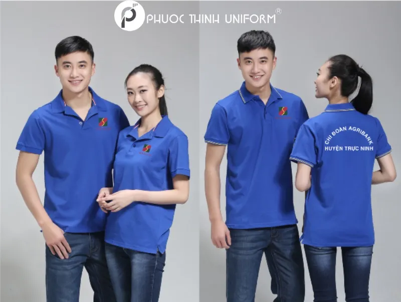 Xưởng may áo thun quảng cáo đẹp, giá rẻ tại TPHCM Mẫu áo thun quảng cáo màu xanh quyền lực