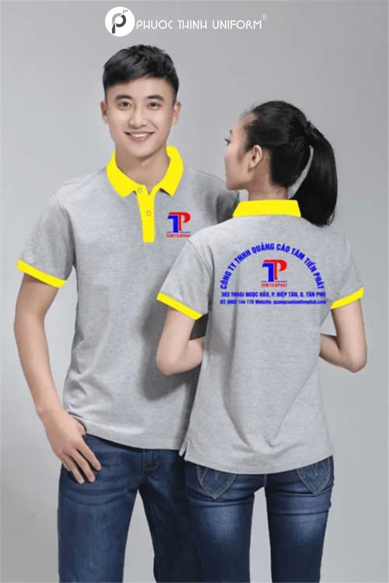 Xưởng may áo thun quảng cáo đẹp, giá rẻ tại TPHCM Tên và logo của thương hiệu thường được in đầy đủ ở mặt trước và mặt sau của mọi mẫu áo thun quảng cáo