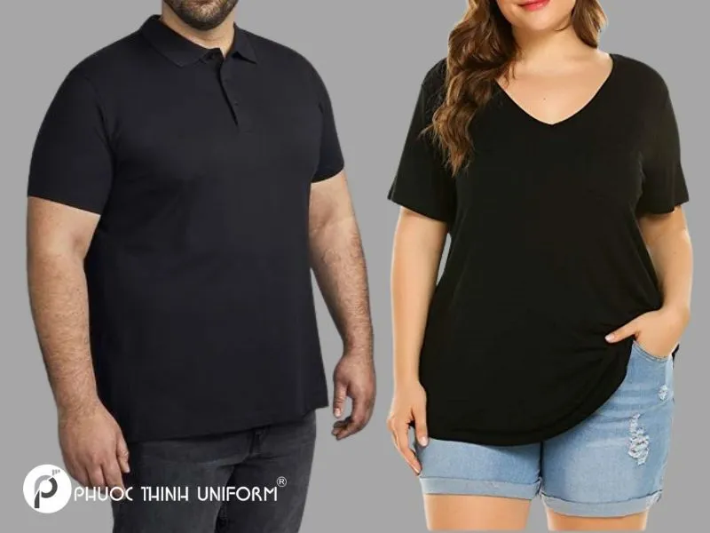 Bảng size áo đồng phục chuẩn cho người Việt tại Đồng Phục Phước Thịnh Áo suông màu tối giúp người thừa cân tự tin và gọn gàng.