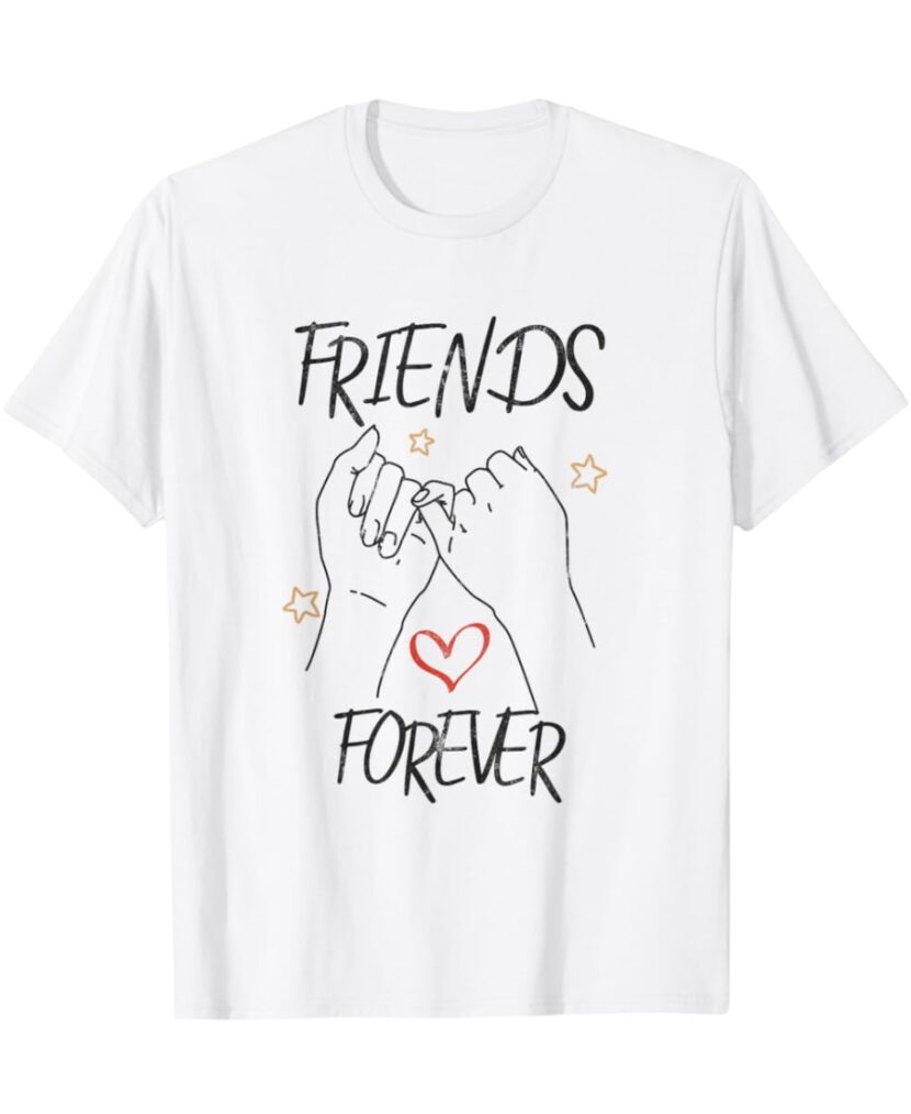 Áo thun nhóm màu trắng "Friend Forever"