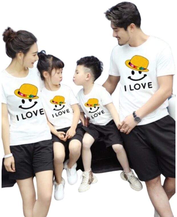 Áo Nhóm Gia Đình Họa Tiết Nón Vàng