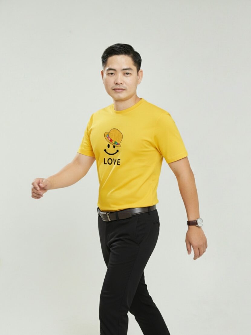 Áo Đồng Phục Nhóm Màu Vàng Họa Tiết Đen