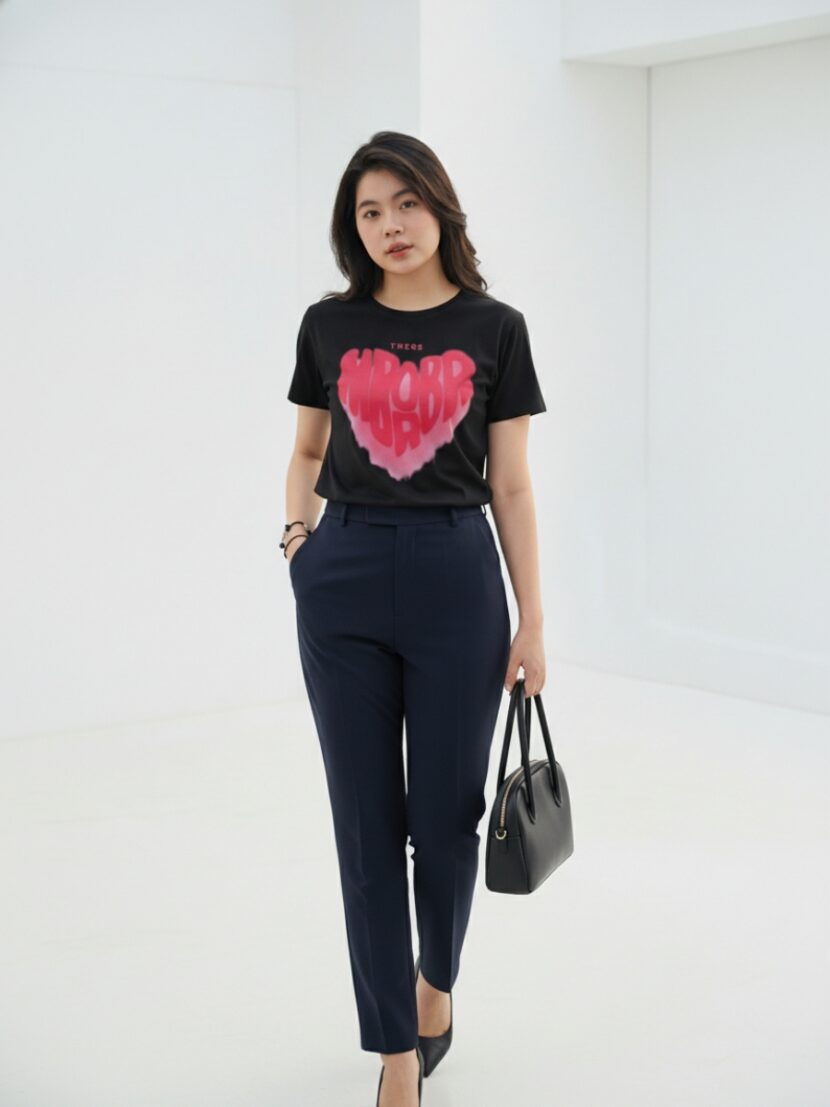 Áo nhóm màu đen họa tiết trái tim