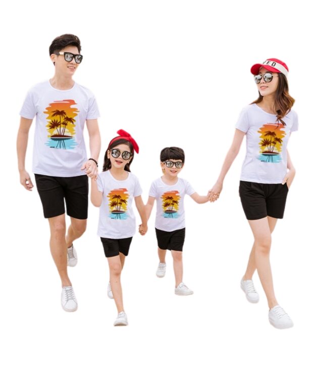 Áo Đồng Phục Nhóm Đi Du Lịch Họa Tiết Cây Dừa
