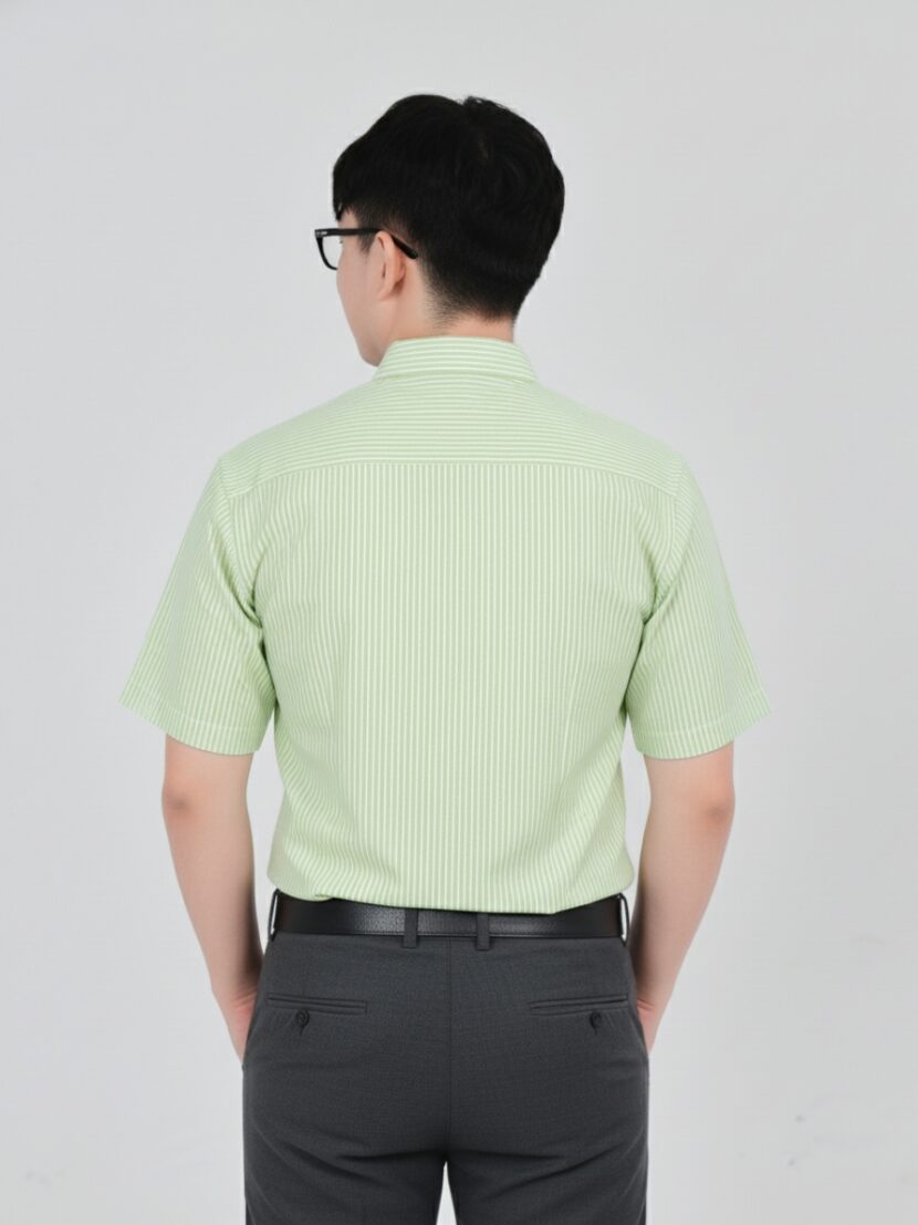Áo Sơ Mi Đồng Phục phối sọc trắng xanh lá - 20 Áo Sơ Mi Đồng Phục phối sọc trắng xanh lá - 20