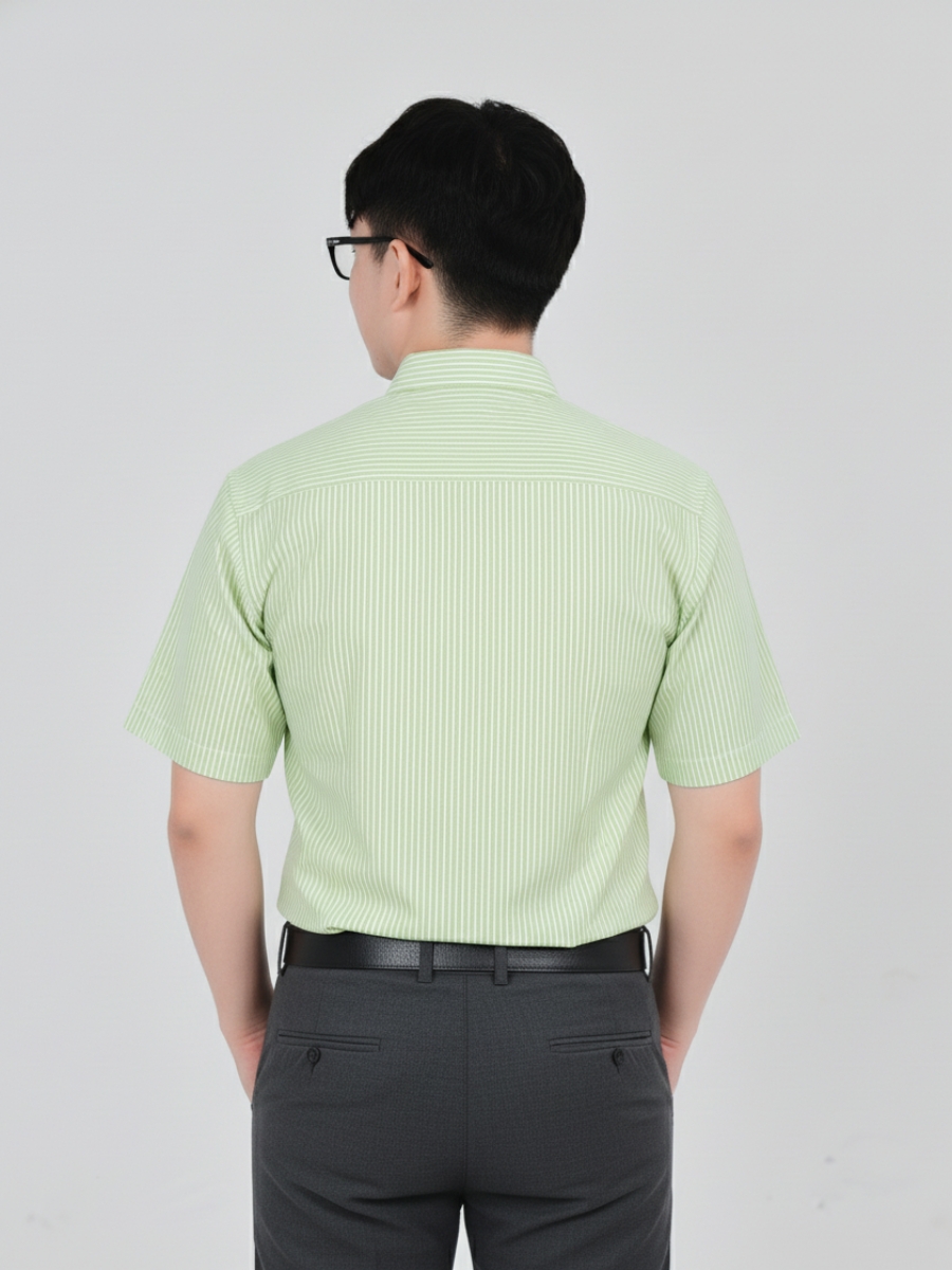 Áo Sơ Mi Đồng Phục phối sọc trắng xanh lá - 20 Áo Sơ Mi Đồng Phục phối sọc trắng xanh lá - 20