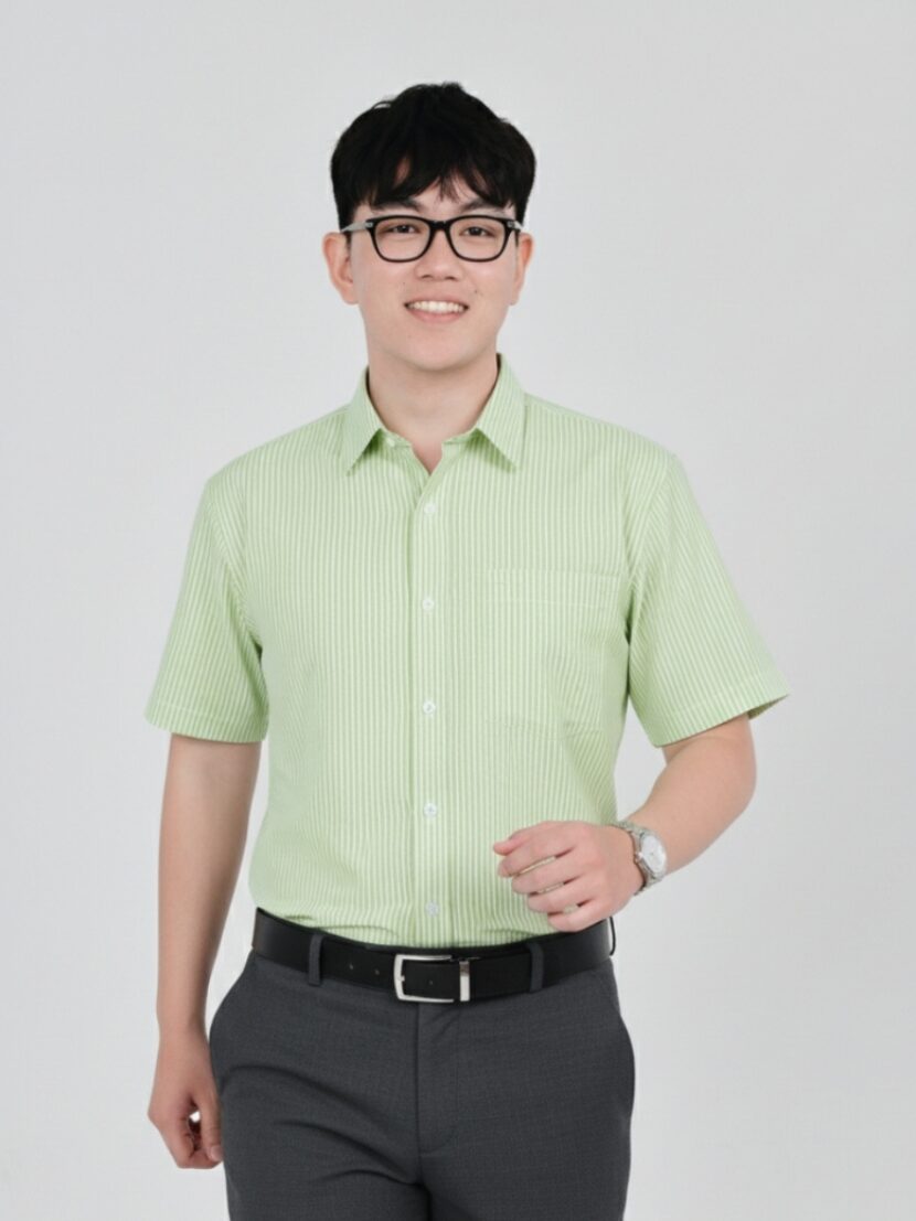 Áo Sơ Mi Đồng Phục phối sọc trắng xanh lá - 20 Áo Sơ Mi Đồng Phục phối sọc trắng xanh lá - 20