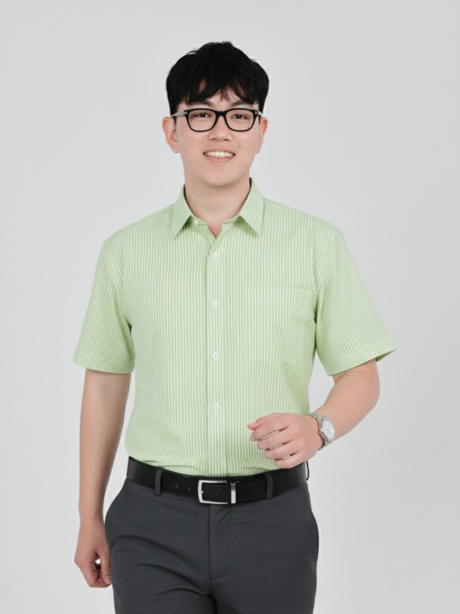 Áo Sơ Mi Đồng Phục phối sọc trắng xanh lá - 20 Áo Sơ Mi Đồng Phục phối sọc trắng xanh lá - 20