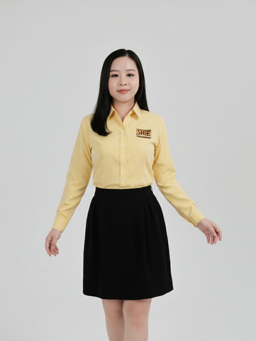 Áo Sơ Mi Đồng Phục phối sọc trắng vàng-36