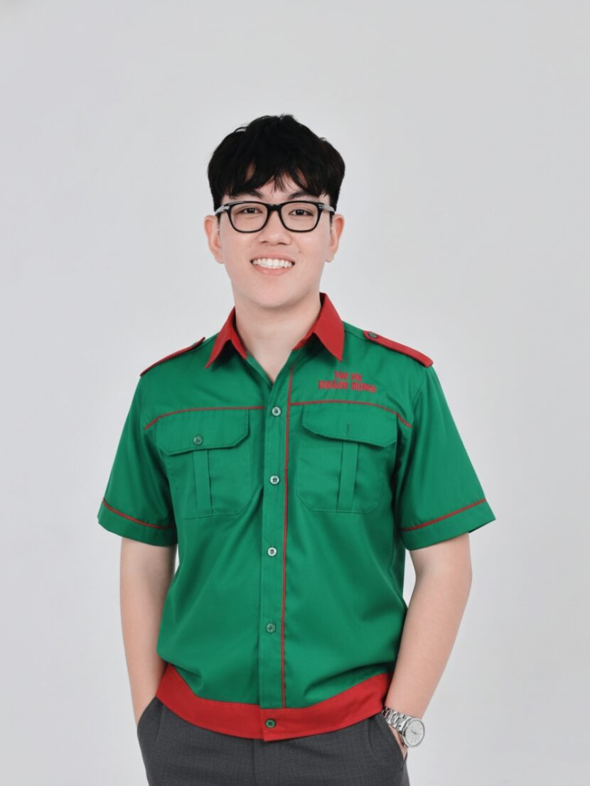 Đồng phục bảo hộ lao động phối màu xanh lá đỏ – 11