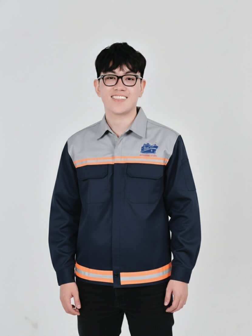 Đồng phục bảo hộ lao động màu xanh dương đậm – 9