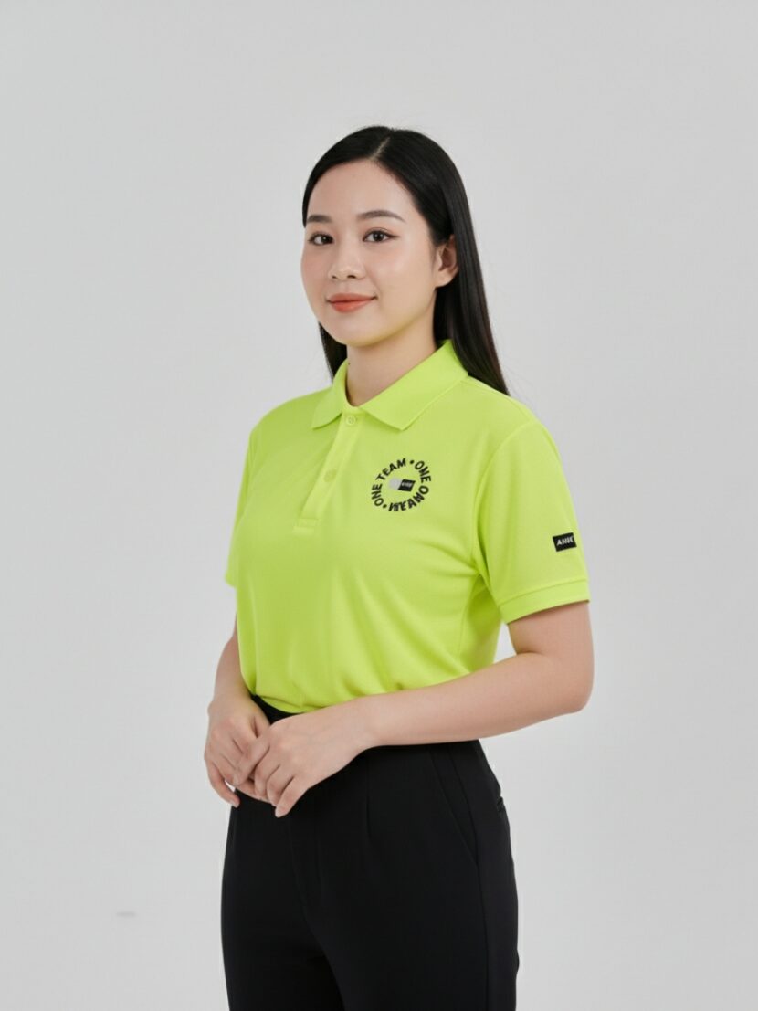 Áo team building xanh dạ quang 