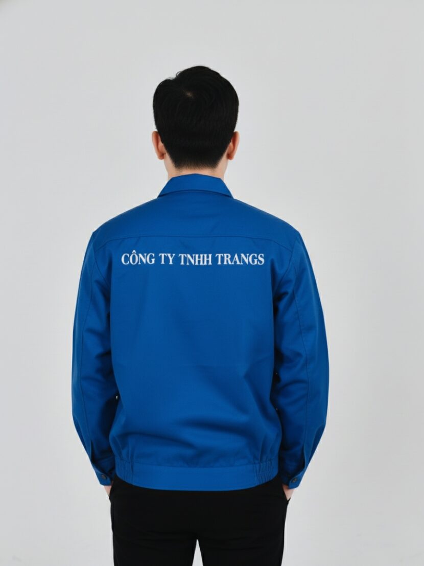 Áo đồng phục bảo hộ lao động màu xanh biển vải Kate Ford - 8 Áo đồng phục bảo hộ lao động màu xanh biển vải Kate Ford – 8