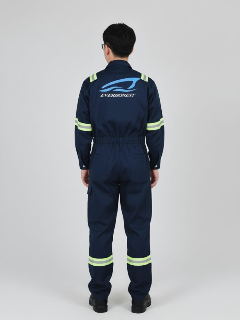 Đồng phục bảo hộ lao động màu xanh đen phối sọc phản quang - 6 Đồng phục bảo hộ lao động màu xanh đen phối sọc phản quang – 6