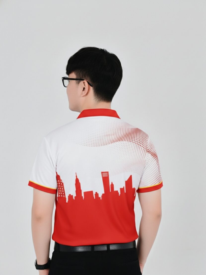 Áo thun team building phối màu đỏ trắng - 16