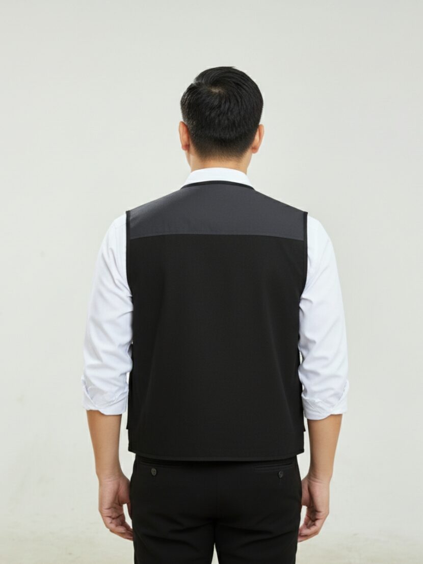 Đồng phục gile bảo hộ lao động màu đem xám – 3