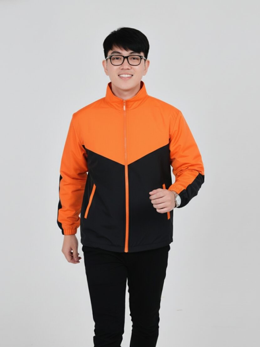Đồng phục áo khoác gió cam phối nâu - 06 batch virtual try on pose 4 12 1