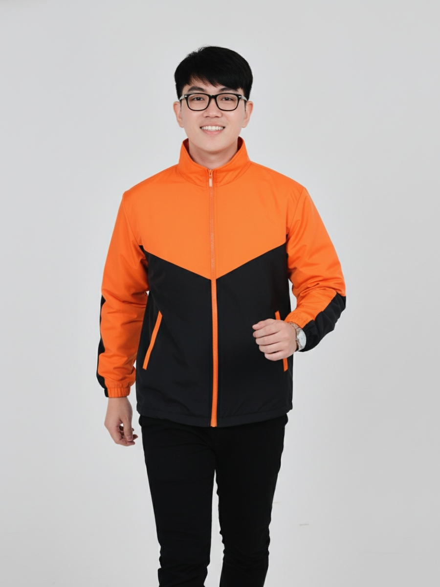 Đồng phục áo khoác gió cam phối nâu - 06 batch virtual try on pose 4 12 1