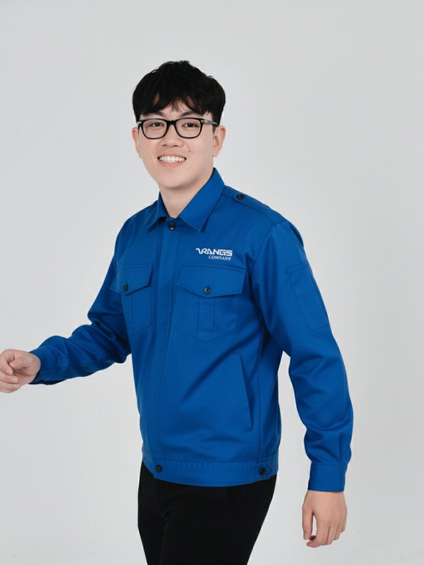 Áo đồng phục bảo hộ lao động màu xanh biển vải Kate Ford - 8 Áo đồng phục bảo hộ lao động màu xanh biển vải Kate Ford – 8