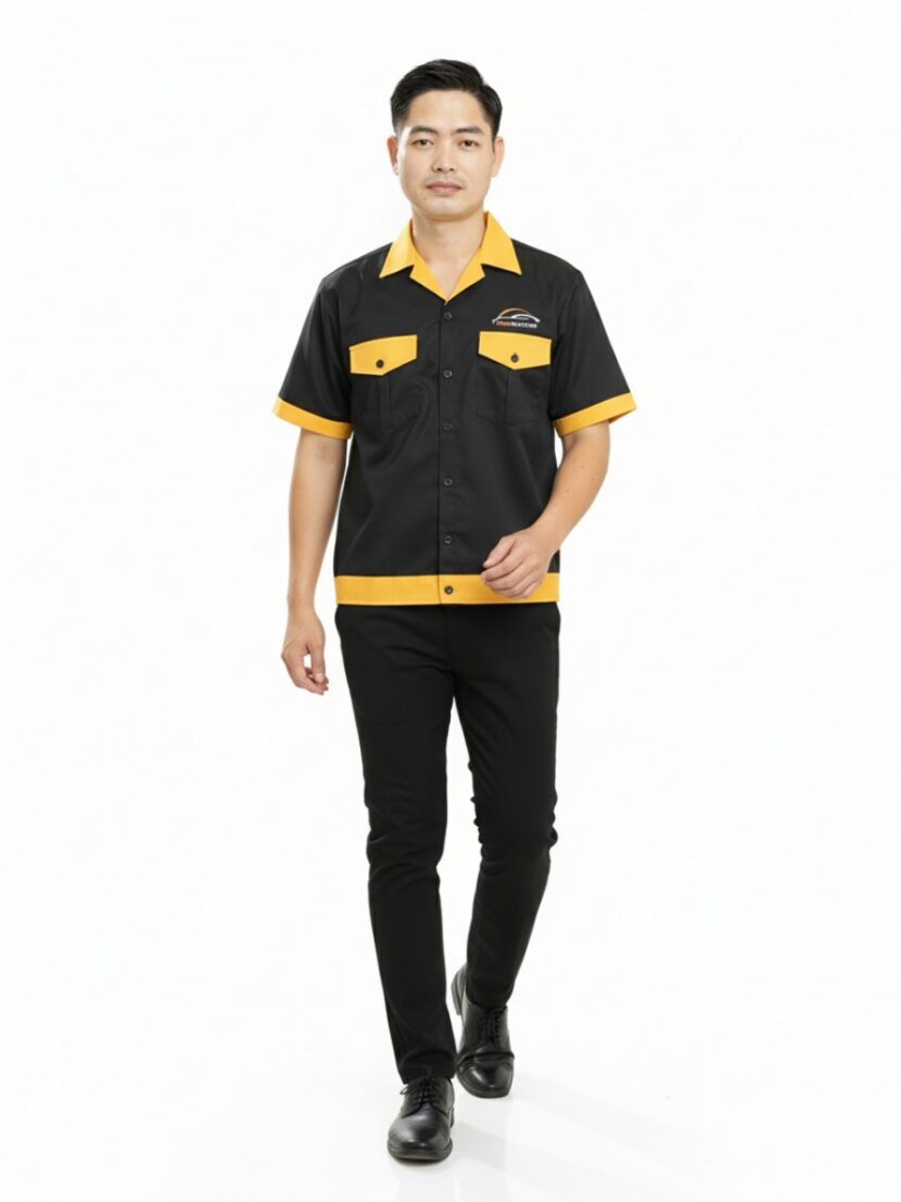 Đồng phục bảo hộ lao động phối màu đen vàng – 5