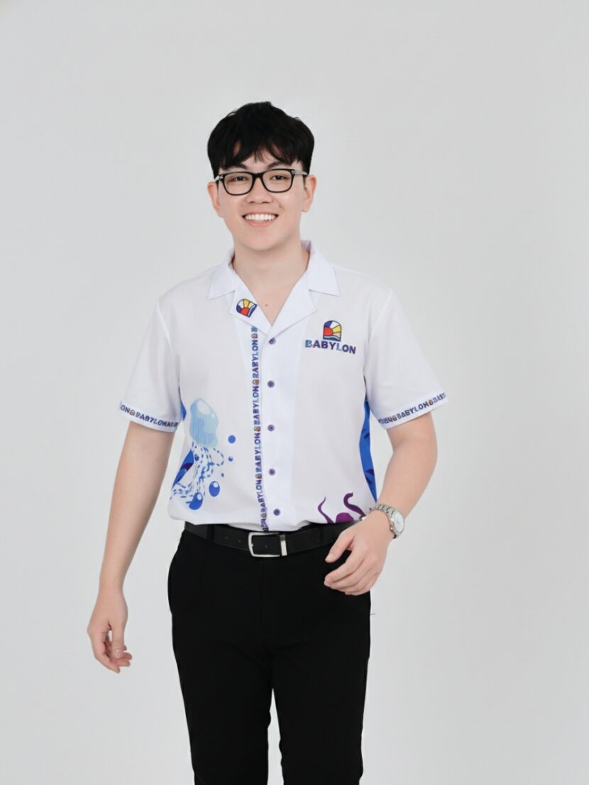 Áo team building phối màu trắng xanh - 14