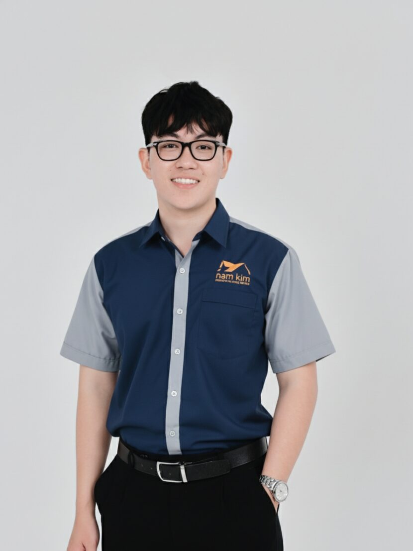 Áo Sơ Mi Đồng Phục phối màu xám xanh đậm-59