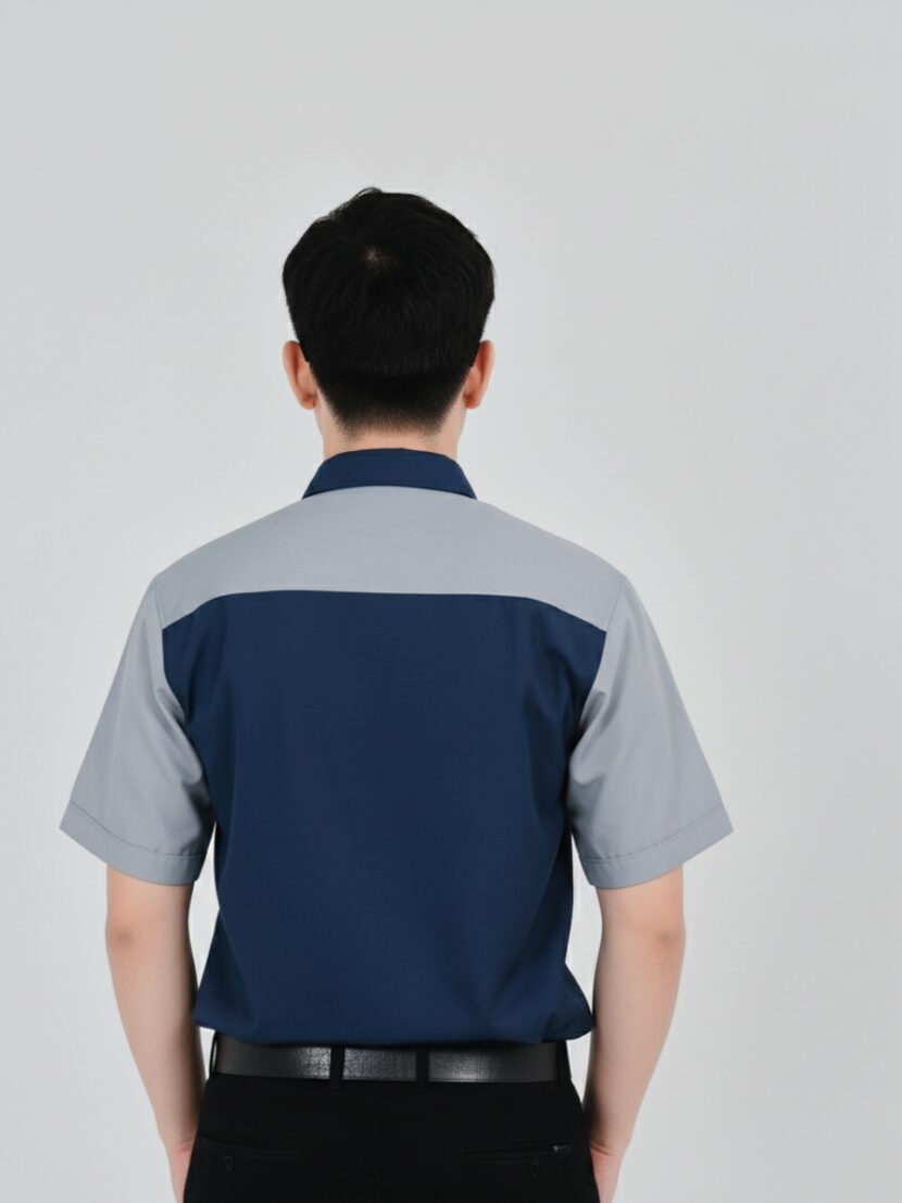 Áo Sơ Mi Đồng Phục phối màu xám xanh đậm-59
