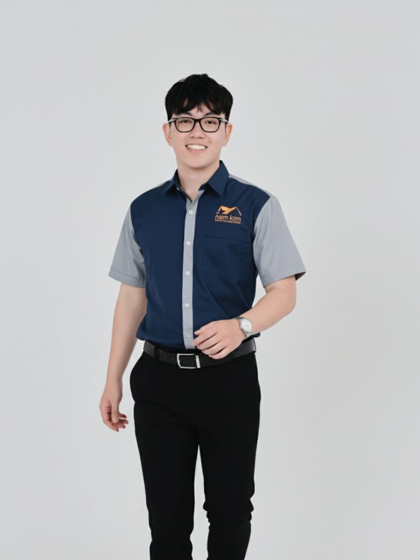 Áo Sơ Mi Đồng Phục phối màu xám xanh đậm-59