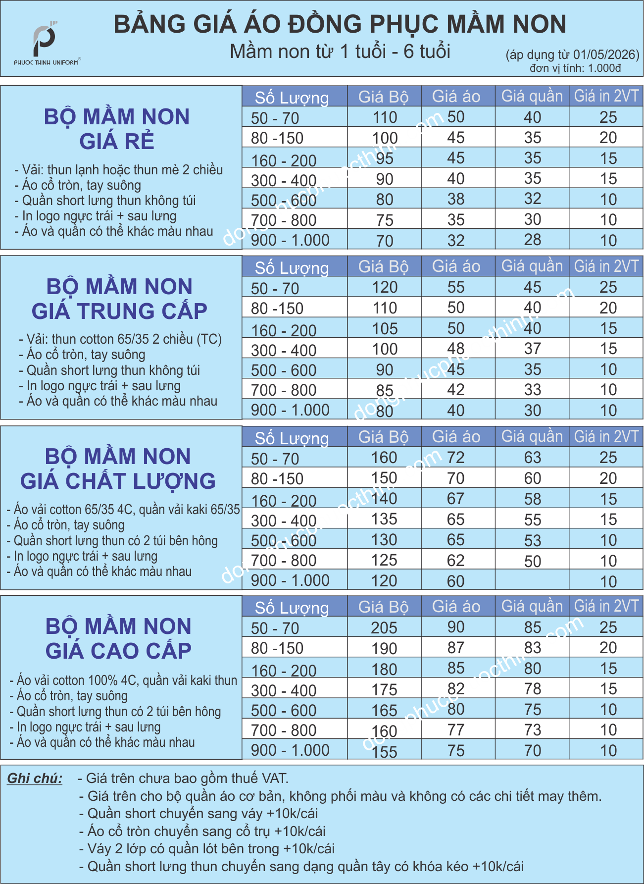 Đồng phục mầm non 31 Bang gia dong phuc mam non 2026 full