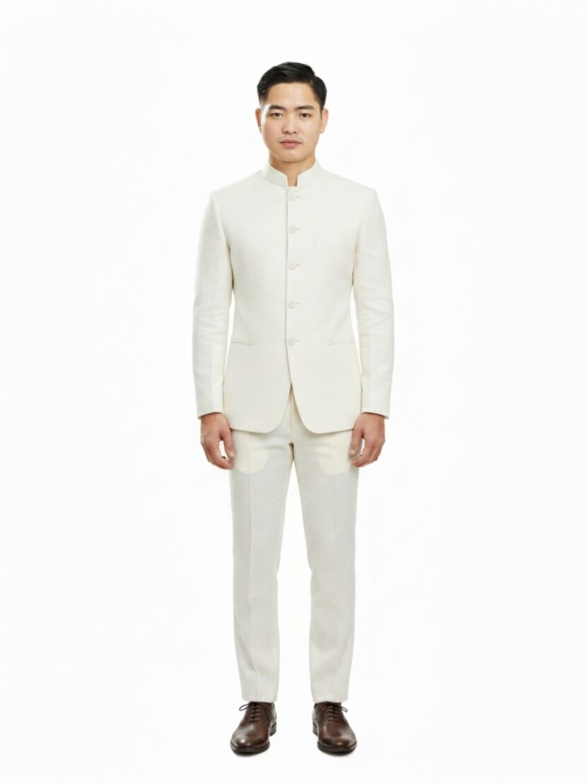Đồng phục vest cổ tàu trắng - 02A
