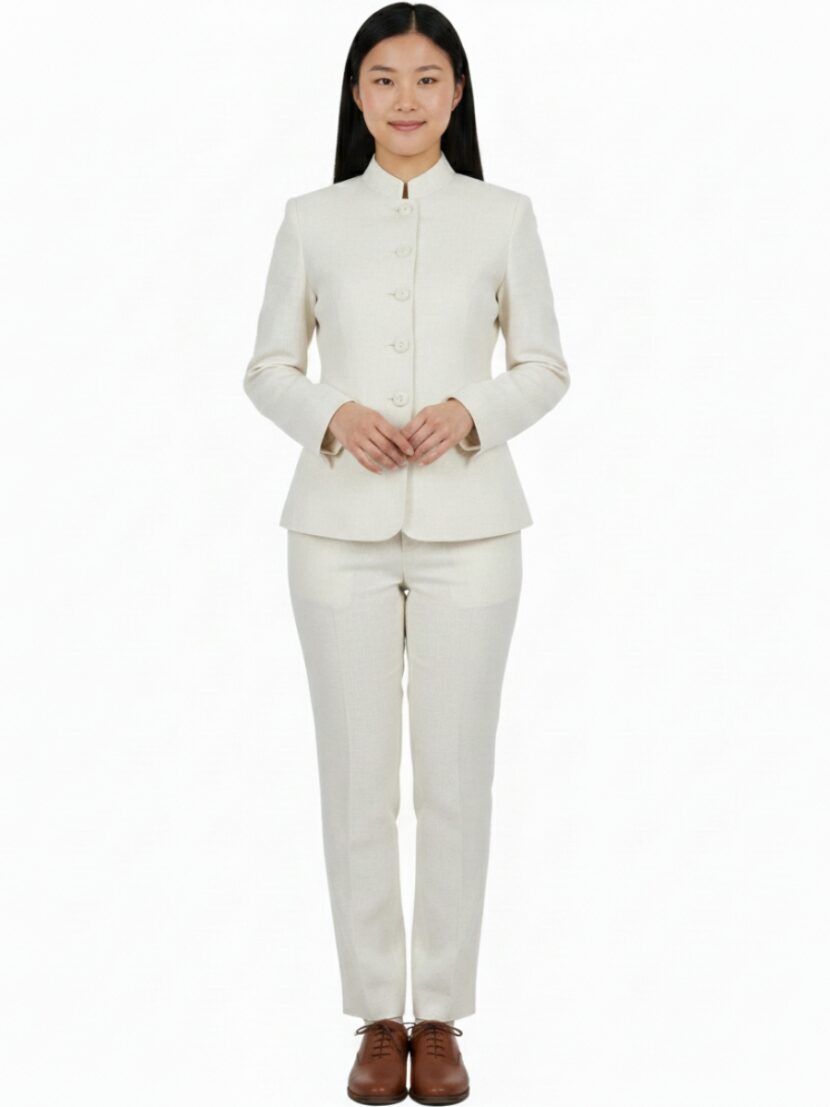 Đồng phục vest cổ tàu trắng - 02A