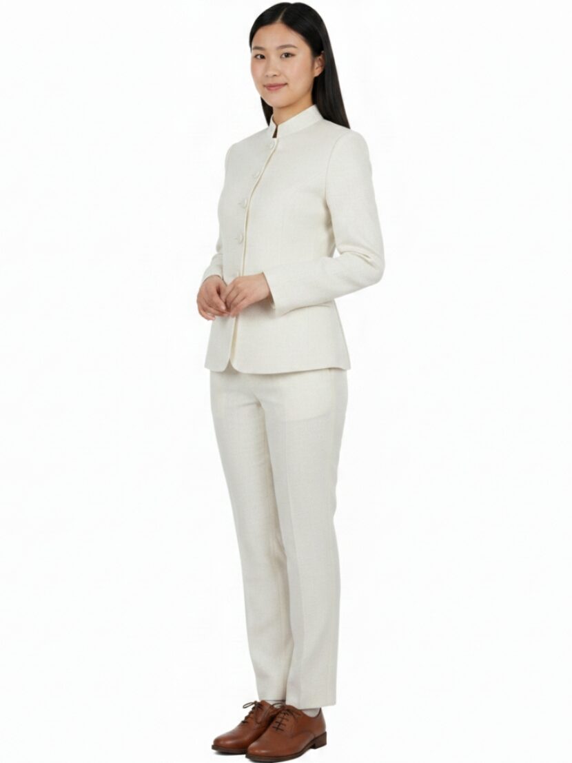 Đồng phục vest cổ tàu trắng - 02A