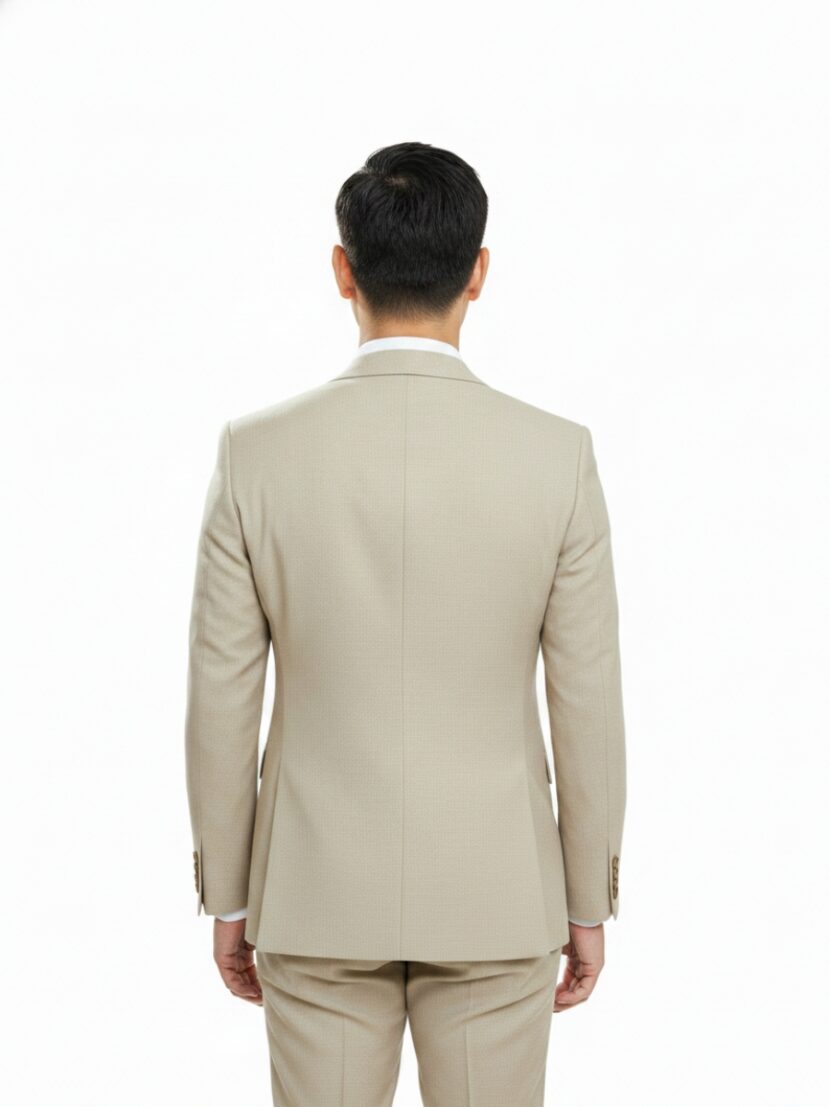 Đồng phục vest nam màu be 2 cúc - 01