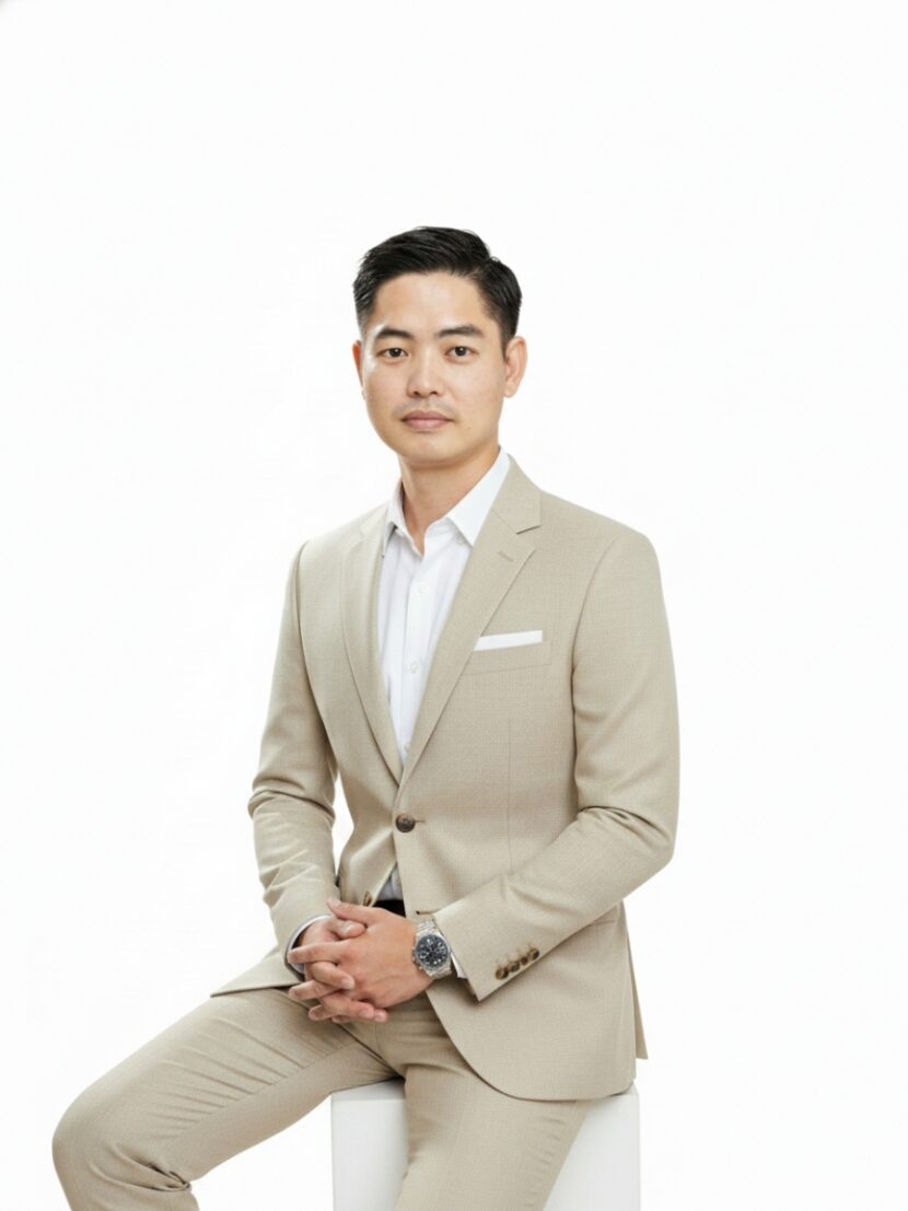 Đồng phục vest nam màu be 2 cúc - 01