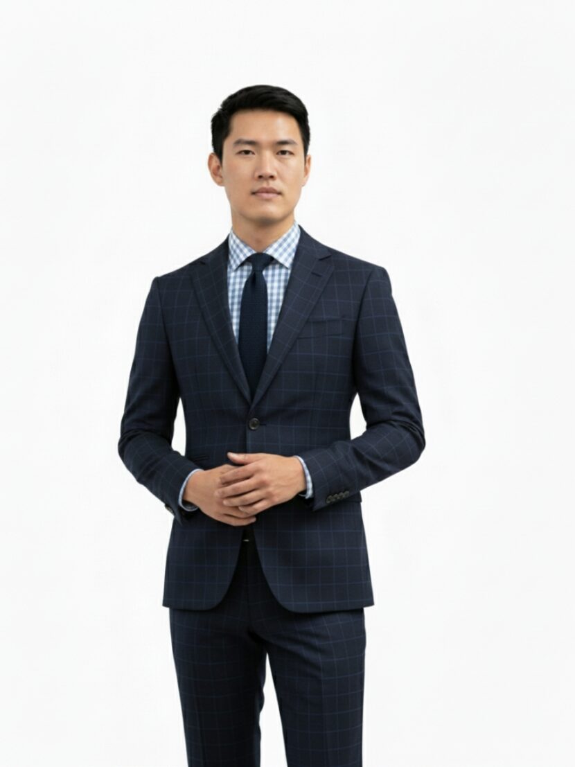 Đồng phục vest nam màu navy kẻ ca-rô - 08