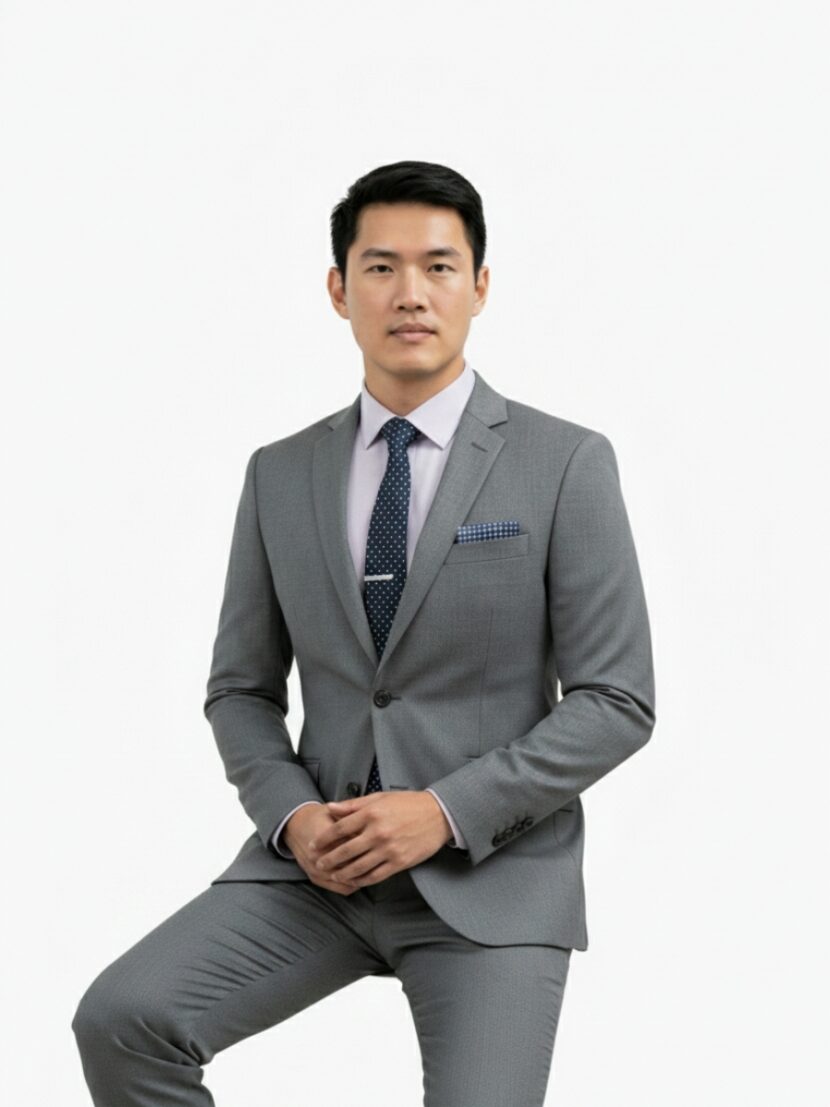 Đồng phục vest nam màu xám có túi trước ngực - 03