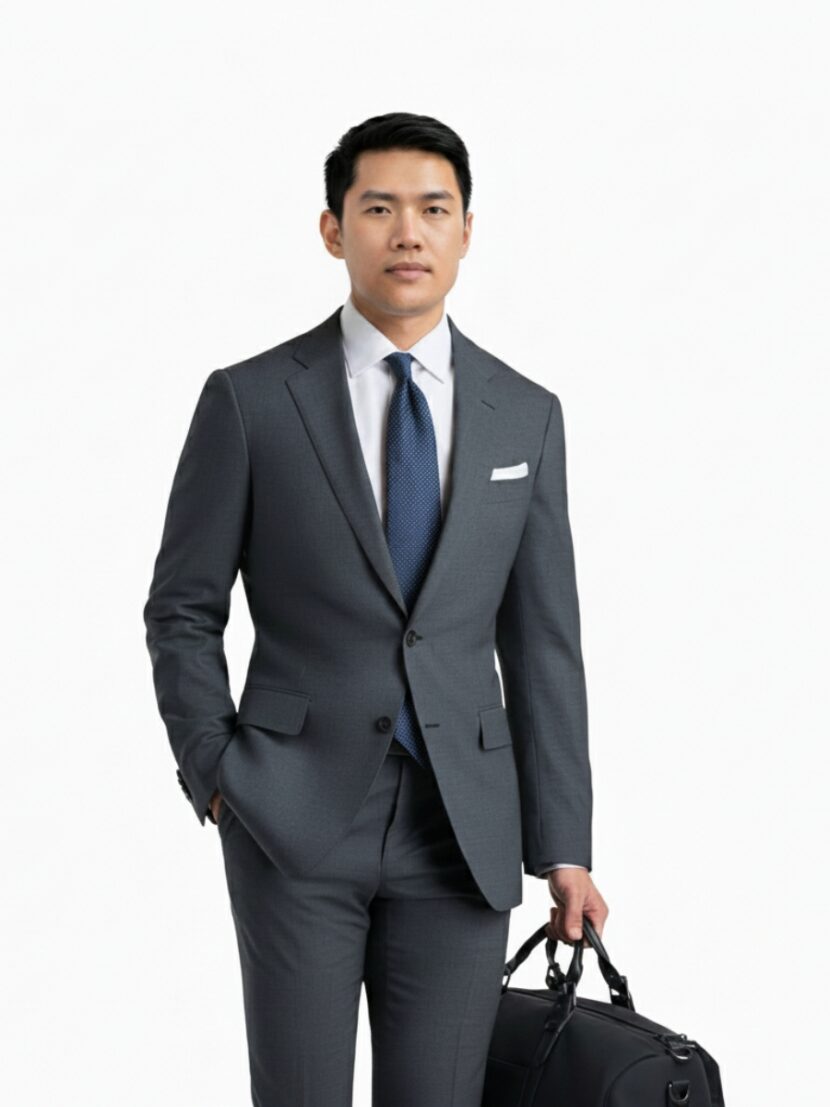 Đồng phục vest nam màu xám đậm 2 cúc - 07