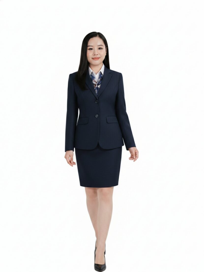 Đồng phục vest nữ 2 cúc xanh navy - 16