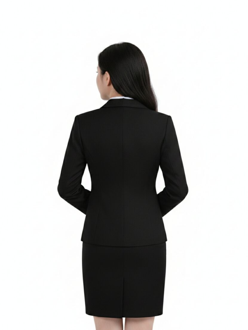 Đồng phục vest nữ chiết eo 2 cúc đen - 22