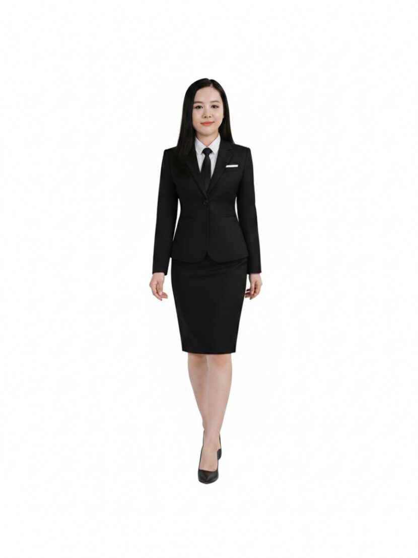 Đồng phục vest nữ chiết eo 2 cúc đen - 22