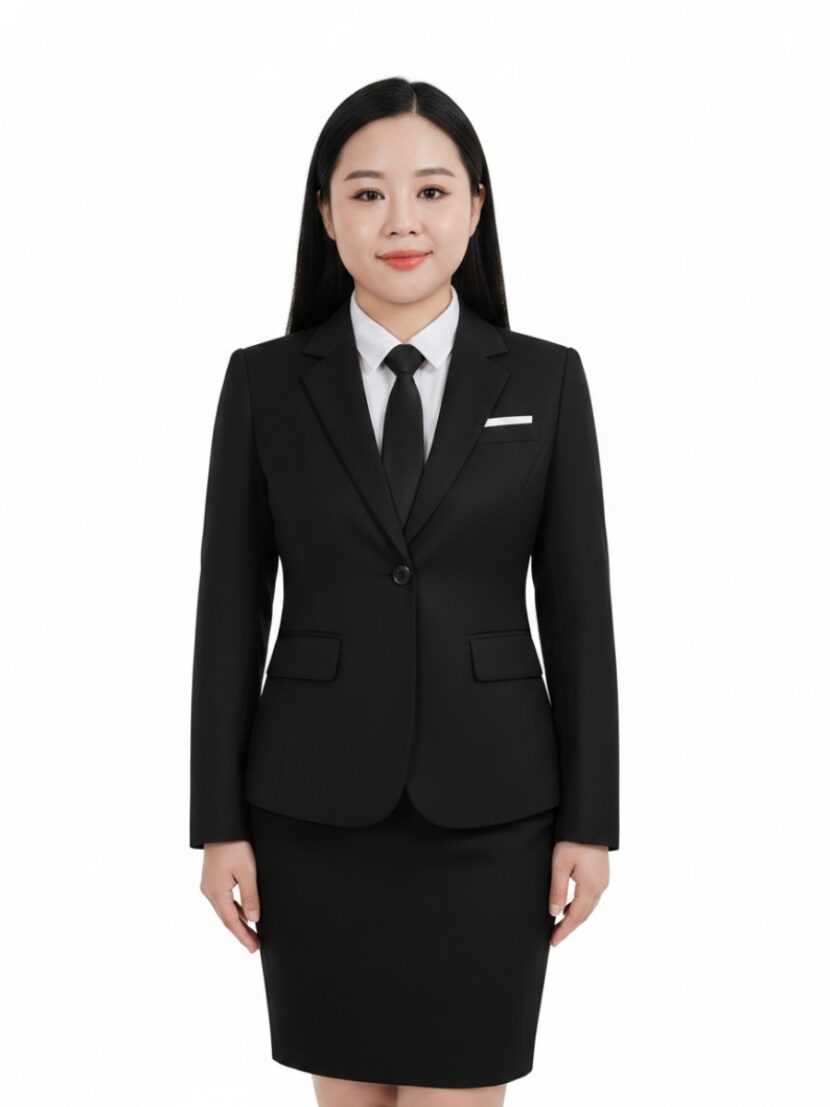 Đồng phục vest nữ chiết eo 2 cúc đen - 22